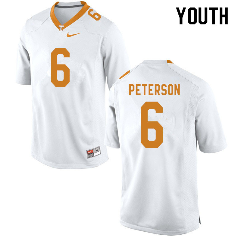 Youth #6 J.J. Peterson Tennessee Volunteers College Football Jerseys Sale-White - Click Image to Close